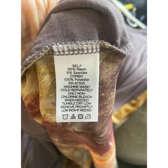 LOGO Lori Goldstein 3/4 Sleeve Chiffon Back Knit Tunic Top Grey Women's Small - Picture 5 of 6